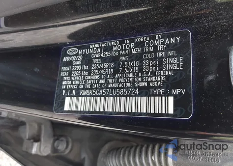 2020 Hyundai Kona Ultimate из США, поврежденный, VIN KM8K5CA57LU585724